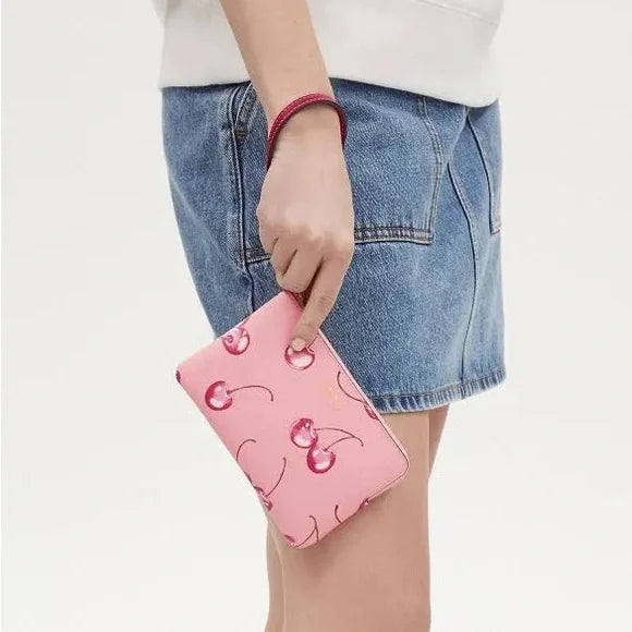 Cariblu Pink Cherry Print Wristlet